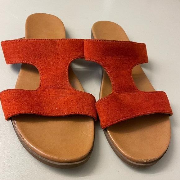 Denver Hayes burnt orange red leather suede comfort sandals women's size 8 - Picture 1 of 9